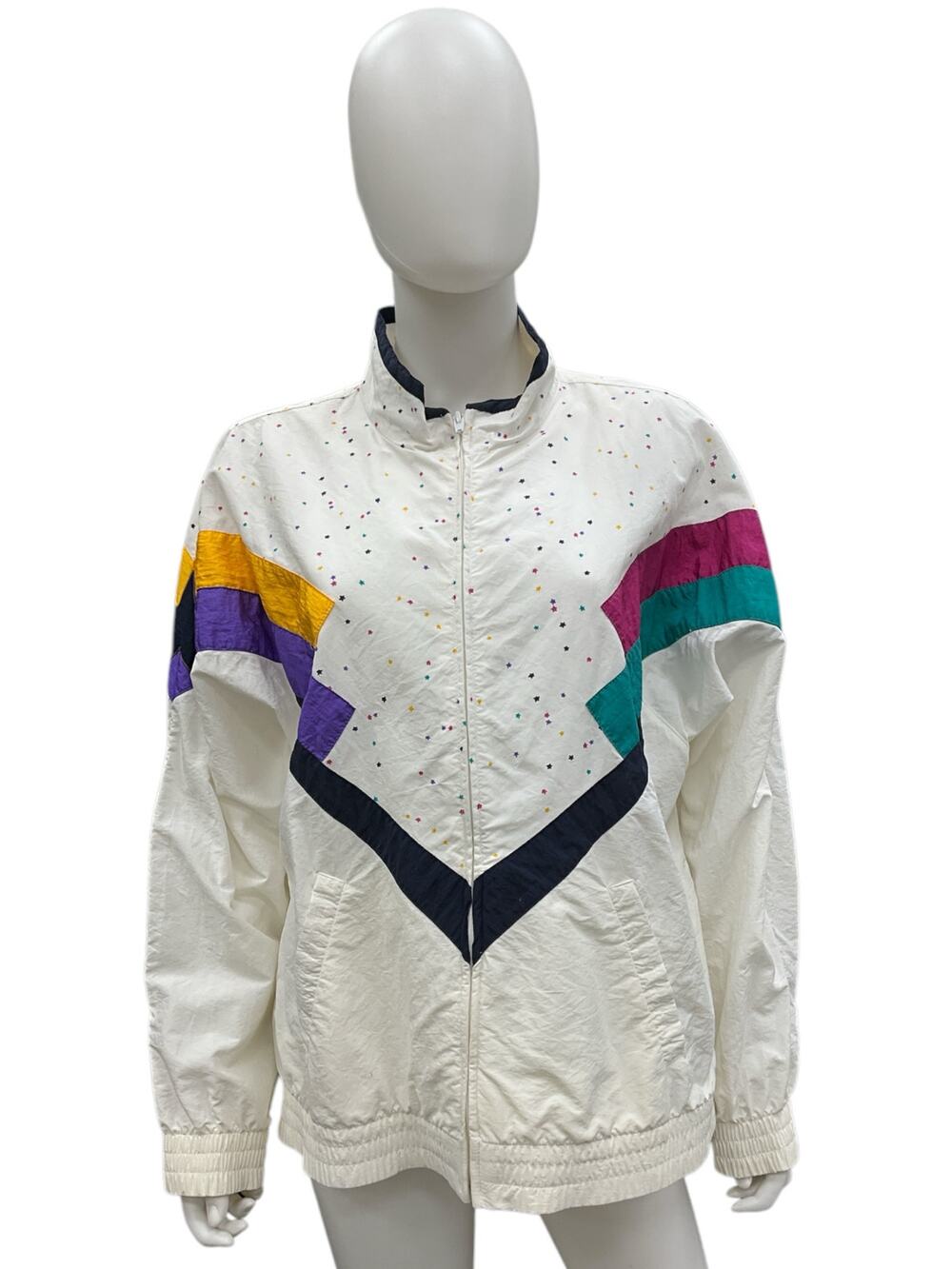 Vintage Tail Bomber Jacket Women’s Size Large Color Block with Stars